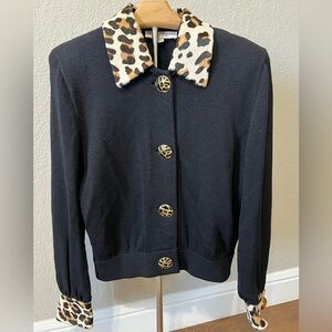 St John black and leopard jacket